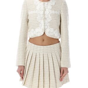 Self-Portrait GOLD BOUCLE FLORAL TRIM JACKET